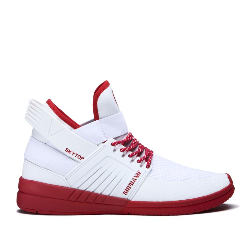 Supra SKYTOP V - Bayan Boğazlı Ayakkabı - Beyaz / Kırmızı - Türkiye (85609NMFQ)